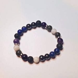 Empath Protection Gemstone Bracelet, Crystals for Tranquility, Lava Stone Diffuser, Aromatherapy image 1