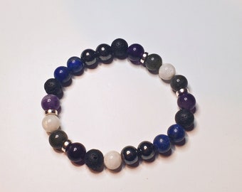 Empath Protection Gemstone Bracelet, Crystals for Tranquility, Lava Stone Diffuser, Aromatherapy