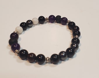 Shadowheart Baldur’s Gate 3 Customizable Crystal Gemstone Intention Bracelet, Lava Rock Diffuser