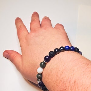 Empath Protection Gemstone Bracelet, Crystals for Tranquility, Lava Stone Diffuser, Aromatherapy image 3
