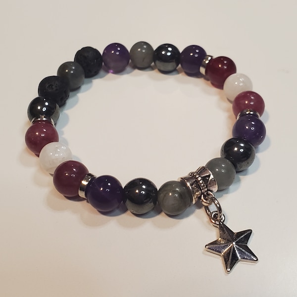 Astarion Baldur’s Gate 3 Crystal Gemstone Intention Elastic Bracelet, Amethyst, Moonstone, Garnet, Hematite, Lava, Labradorite, Customizable