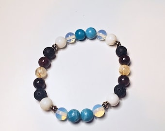 Healing Crystal Bracelet, Natural Gemstones for Personal Transformation, Lava Stone Diffuser, Aromatherapy