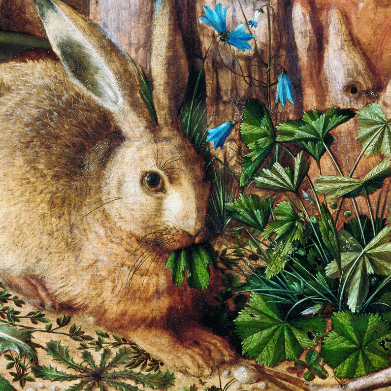 Vintage Hare Painting, Printable Nursery Wall Art, Bunny Rabbit Art ...
