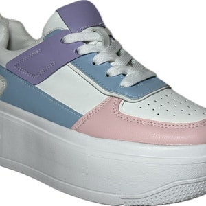 Women&#39;s White-multi Platform Lightweight Sneakers US Size 7-7.5