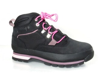 Women's black pink euro hiker boots