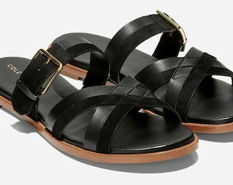 Women's Cole Haan black leather slide sandal