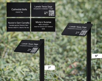Personalized Aluminum Plant Tag with Acrylic Stake | 4 Styles | QR Code Option | Weatherproof