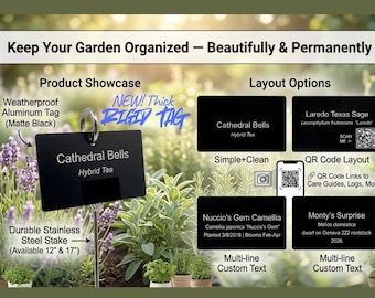 Personalized Aluminum Plant Tag | Stainless Steel Stake | Engraved Garden Marker