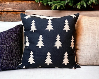 Rustic Cabin Christmas Pillow Cover Only, Woodland Pine Tree Forest Decor, Lodge 18x18