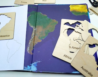 Montessori Continents Stencils, Montessori Geography, World Continents, Montessori World Map