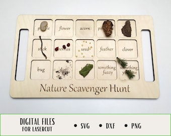 Nature Scavenger Hunt, Laser Cut File, Montessori Learning, Digital Download, SVG