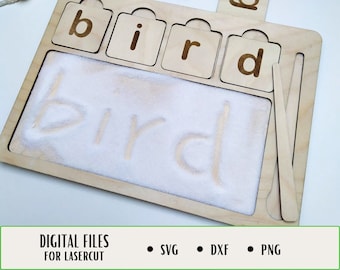 Montessori Sensory Board, Alphabet Letters, Learning Words and Writing, Laser Cut File Ready, Digital Download, SVG