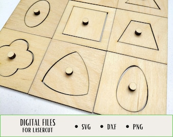 10 Geometric Shapes, Montessori Tracing Shapes, Montessori Stencils, Laser Cut File Ready, Digital Download, SVG