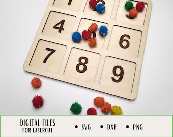 Montessori Counting Board, Learning Numbers Board, SVG, Laser Cut File, Digital Download