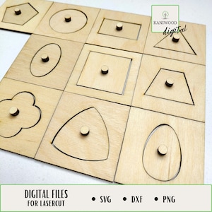 10 Geometric Shapes, Montessori Tracing Shapes, Montessori Stencils, Laser Cut File Ready, Digital Download, SVG