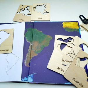 Szablony Kontynentow Montessori, Geografia Montessori, Kontynenty Swiata, Mapa Swiata Montessori