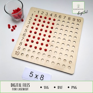 Montessori Multiplication Board, Arithmetic Board, Math Board, Laser Cut File, SVG, Digital Download