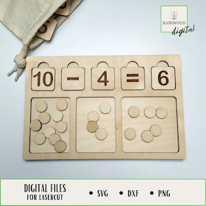 Montessori Learning Numbers, Board with Numbers 1-20, Laser Ready File, Digital Download, SVG
