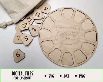 Montessori Counting Board, Montessori Learning Numbers, Laser Cut File, Digital Download, SVG