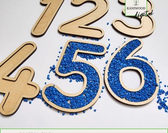 Montessori Rough Numbers, 0-9 Wooden Numbers, Montessori Sensory Numbers, Laser Cut File, SVG, Digital Download