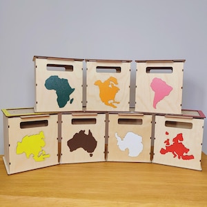 Montessori Kontinent Box, Set von Kontinent Boxen
