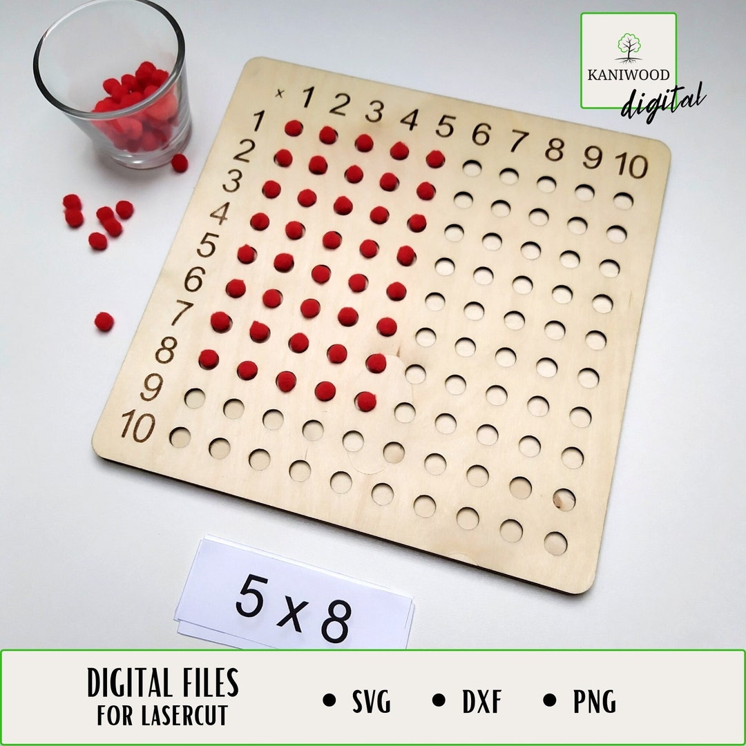 Montessori Multiplication Board, Arithmetic Board, Math Board, Laser