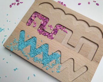 Wooden Reversible Tracing Board, Prewriting Board, Montessori Educational