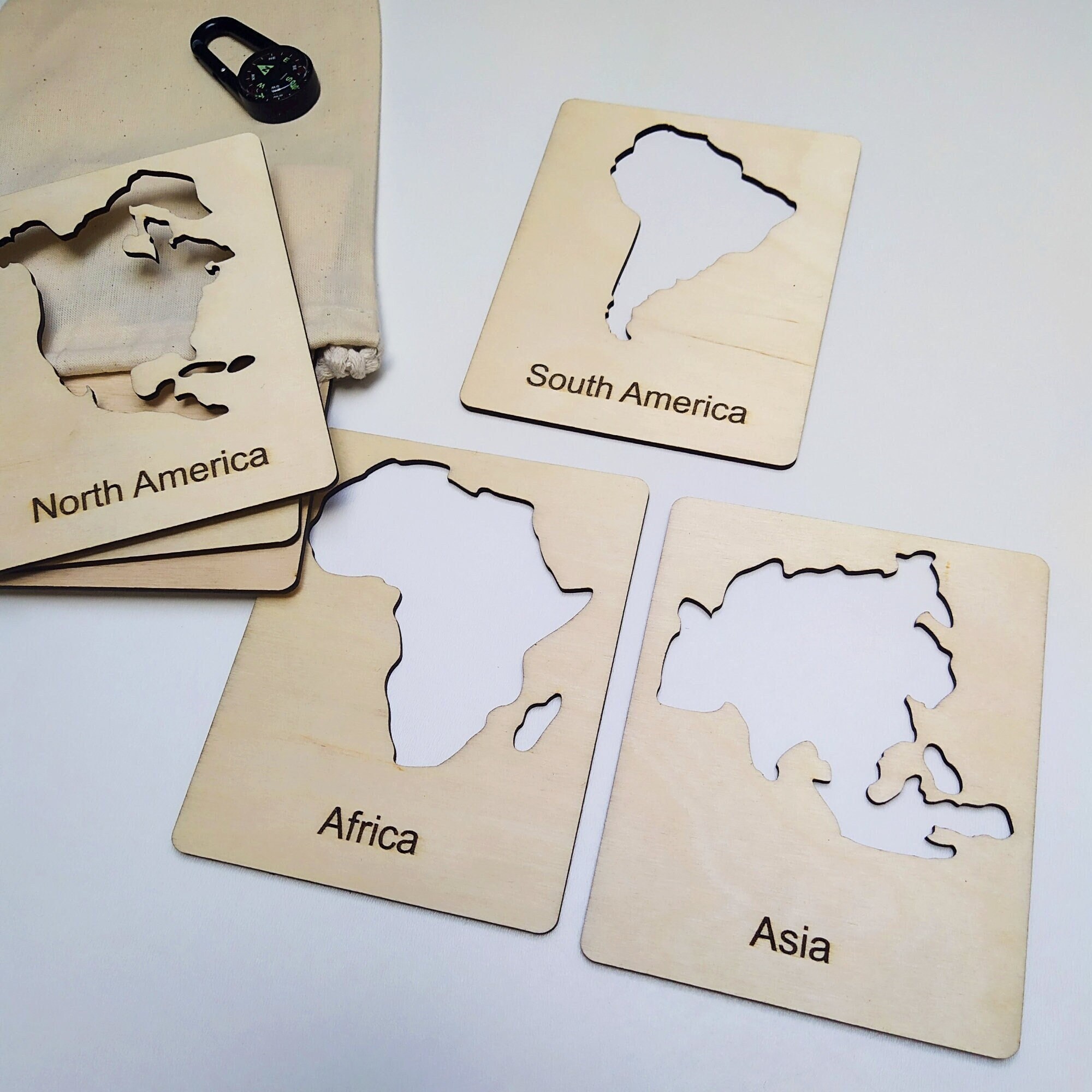 Montessori Continents Stencils, Montessori Geography, World Continents ...