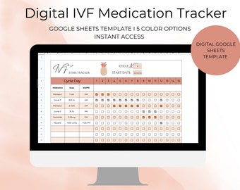 Digital IVF Medication Tracker, IVF Journal, Google Sheets Template