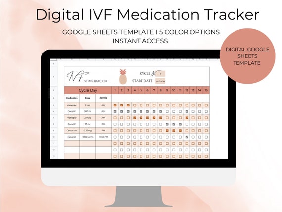 Digital IVF Medication Tracker, IVF Journal, Google Sheets Template
