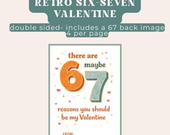 67 Valentinstag Karten zum Ausdrucken | Retro Sechs Sieben Valentinsgrüße | Lustige Kinder Valentinstag Karten | Teenager Valentinstag | Punny Valentinsgrüße