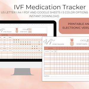 IVF Medication Tracker, IVF Journal, Binder Insert, Printable and Editable, PDF and Google Sheets