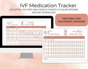 IVF Medication Tracker, IVF Journal, Binder Insert, Printable and Editable, PDF and Google Sheets