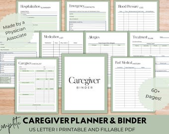 Caregiver Planner and Binder, Caregiver Checklist, Printable and Fillable PDF
