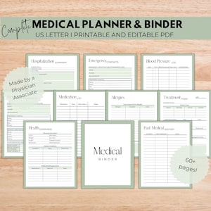 Medical Planner & Binder, Printable and Editable PDF image 1