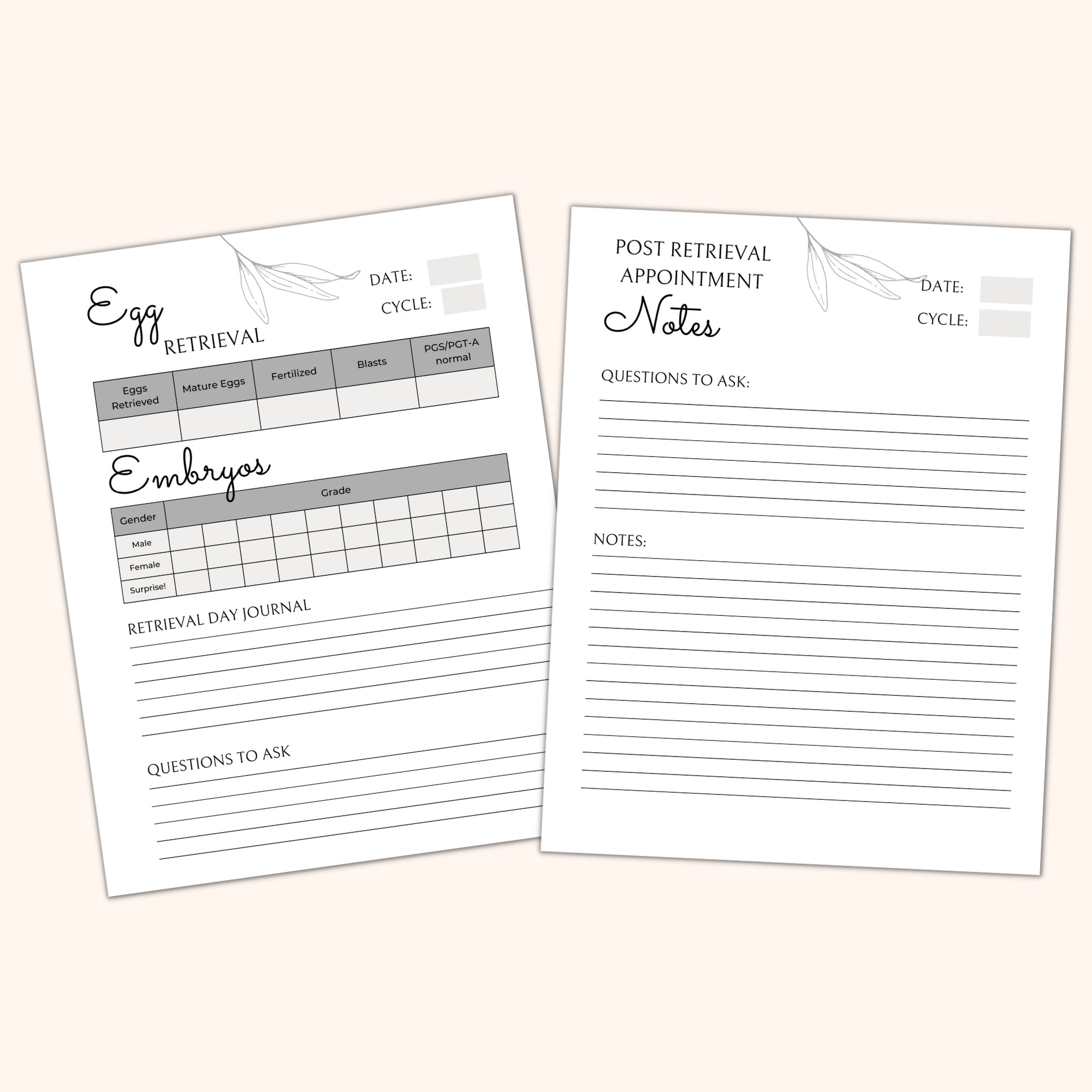 Printable IVF Planner, Minimalistivf Journal, IVF Calendar- Keep Track ...