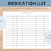 Medication List, Printable, Fillable PDF - Etsy