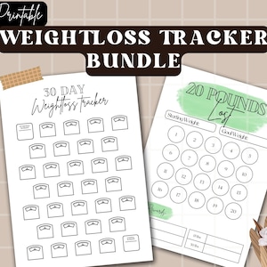 Printable Weight Loss Tracker Bundle, Weekly Weigh In, Weight Loss Chart, Weight Loss Goal, Printable PDF