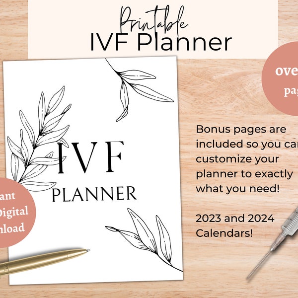 Minimalist IVF Planner, IVF Journal, IVF Diary, 2023/2024 calendar