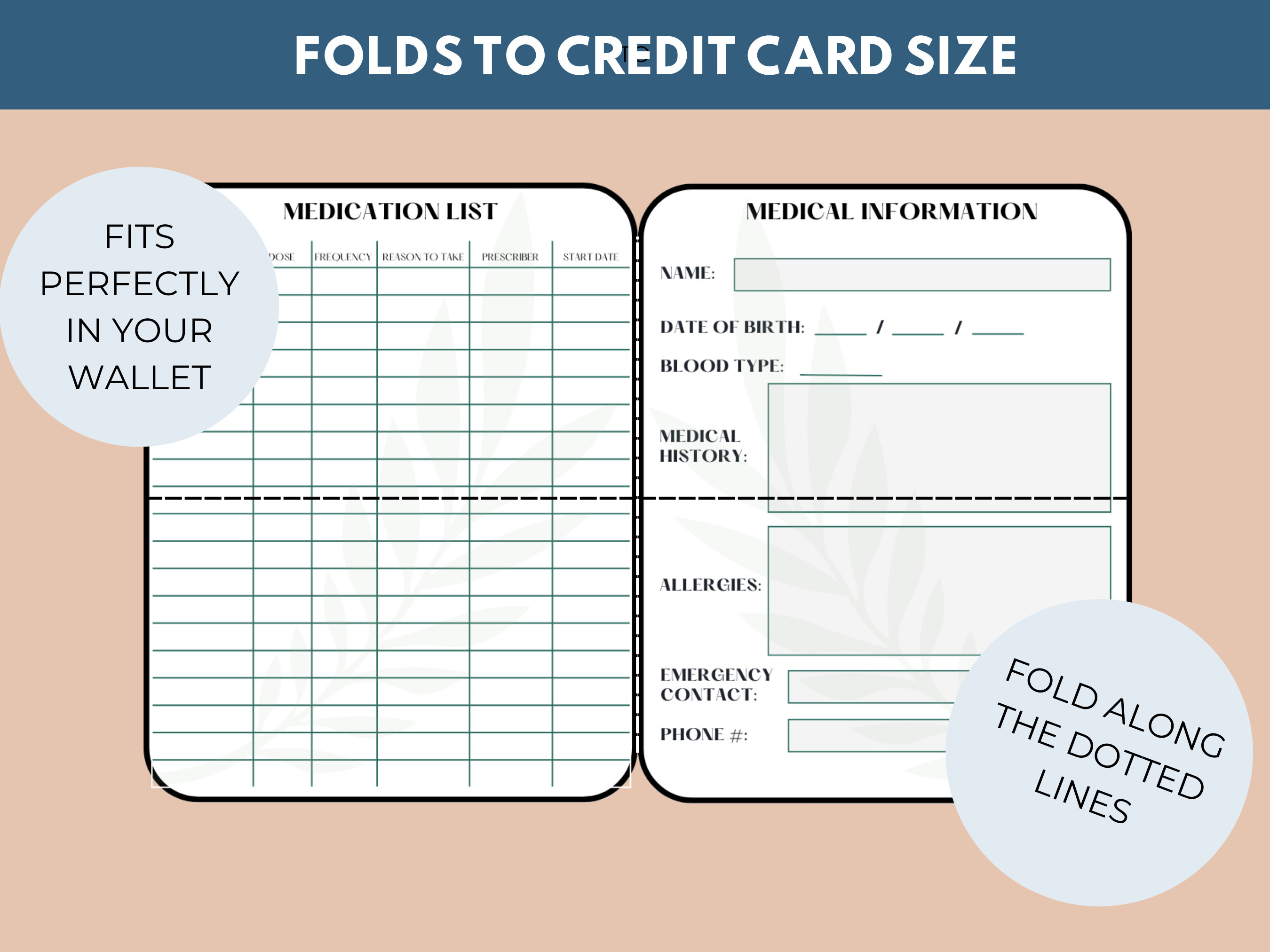 Medication List Wallet Card With Emergency Contact and Medical ...