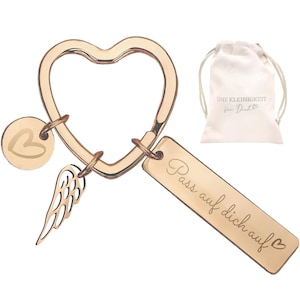 LOViLEE® Sleutelhanger Cadeauset - Zorg voor Jezelf Goud - Geluksbrenger, Beschermengel voor Familie en Vrienden
