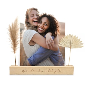 Houten kaarthouders, set van 2, Hoe leuk... – Kaarthouder inclusief kaartenset – Decoratie, plaatskaarthouder, fotohouder & fotocadeau, verjaardag