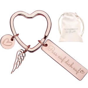 LOViLEE® Sleutelhanger Cadeauset - Zorg voor jezelf Roségoud - Geluksbrenger, Beschermengel voor Familie en Vrienden