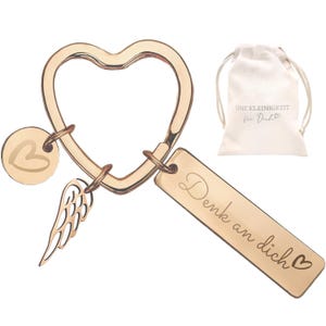LOViLEE® Sleutelhanger Cadeauset - Thinking of You Gold - Geluksbrenger, Beschermengel voor Familie en Vrienden
