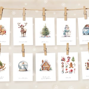 LOViLEE® Christmas cards set of 10 including extra envelopes & stickers high-quality postcards for Christmas premium quality greeting cards image 2