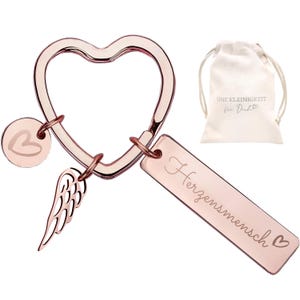 LOViLEE® Sleutelhanger Cadeauset - Hart Persoon Roségoud - Geluksbrenger, Beschermengel voor Familie & Vrienden