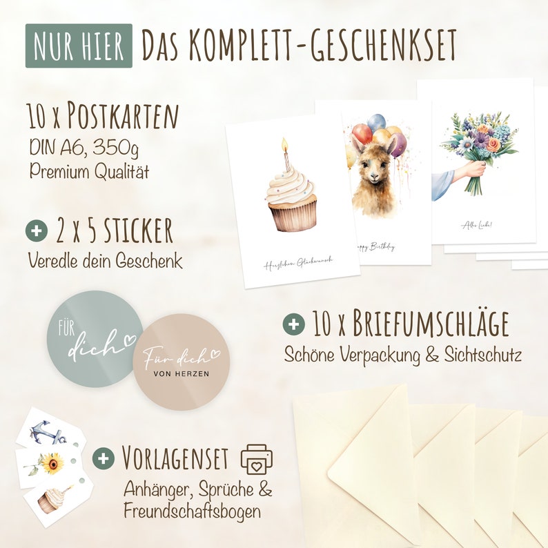 LOViLEE® Glückwunschkarten inkl. extra Umschläge & Sticker zu jedem Anlass im 10er Geschenkset hochwertige Geburtstagskarten, Grußkarten Bild 3