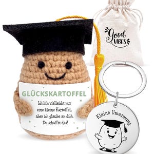 Lucky charm "Johann" in a gift set: Lucky potato + gift bag & keychain + sticker - Positive potato handmade