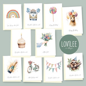LOViLEE® greeting cards including extra envelopes and stickers for every occasion in a gift set of 10 high-quality birthday cards, greeting cards image 1