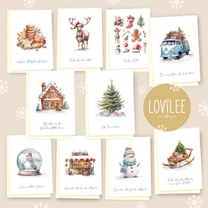 LOViLEE® Christmas cards set of 10 including extra envelopes & stickers high-quality postcards for Christmas premium quality greeting cards image 1